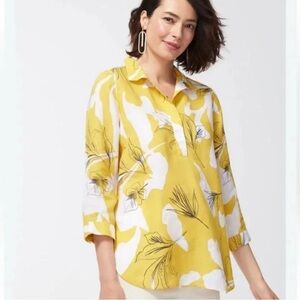 Chico's Yellow & White Floral Print Tunic Blouse
